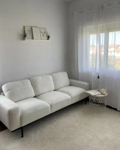 Divano 3 posti SOVIK Bouclé Bianco sporco