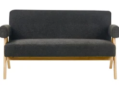 Divano 2 posti TAMRE Bouclé Nero/Marrone chiaro
