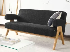Divano 2 posti TAMRE Bouclé Nero/Marrone chiaro