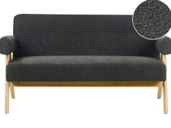 Divano 2 posti TAMRE Bouclé Nero/Marrone chiaro