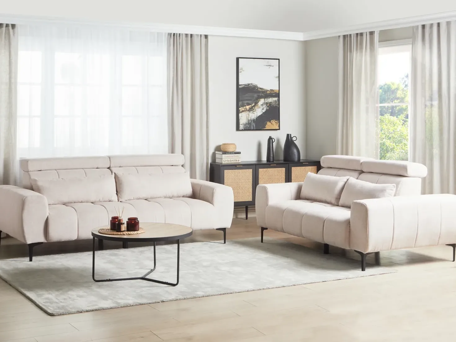 Divano 2 posti VEGAMO Tessuto Beige
