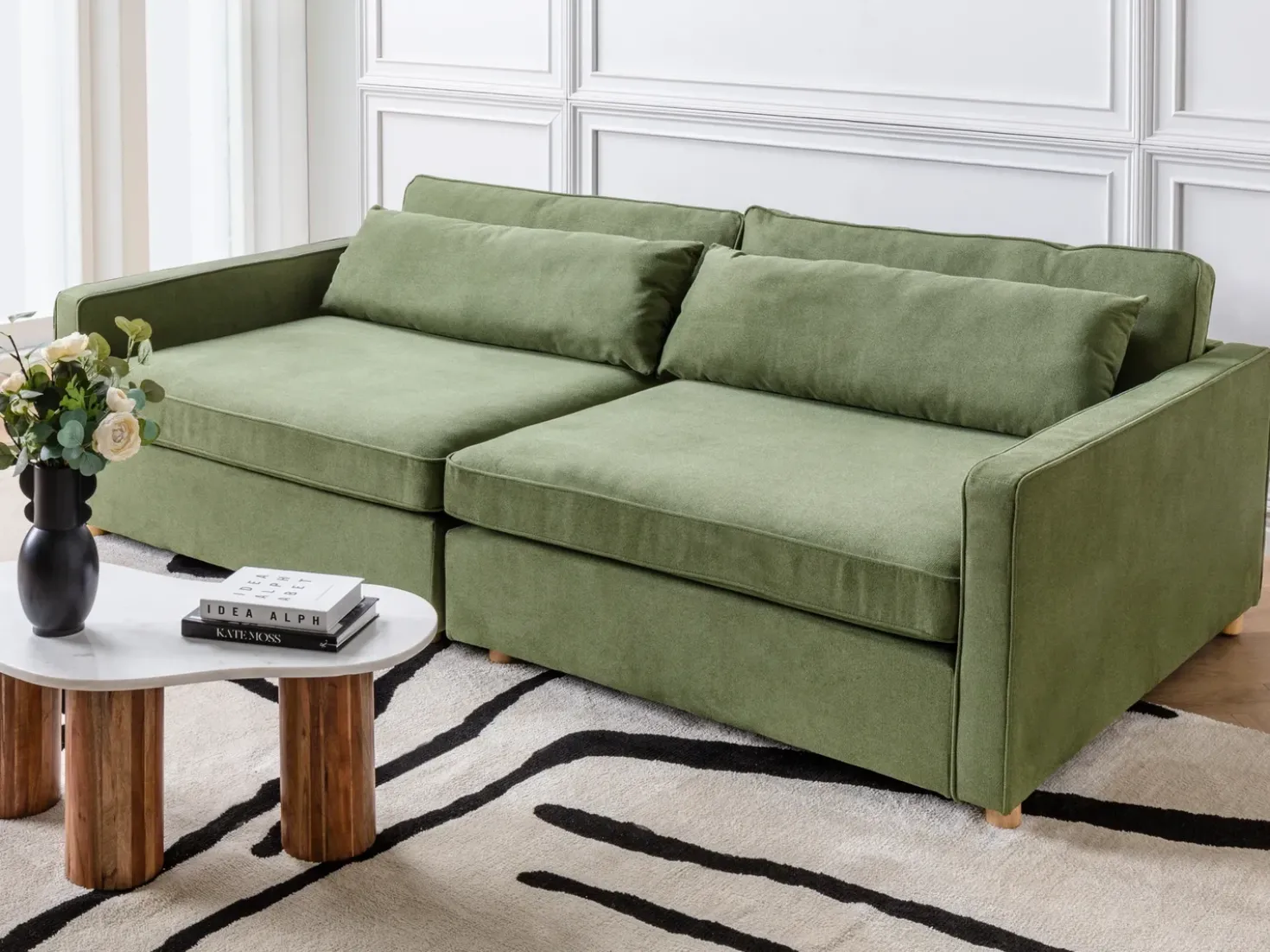 Divano 3 posti VINSTRA Tessuto Verde