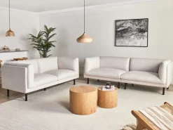 Divano 3 posti VORGOD Tessuto Beige chiaro