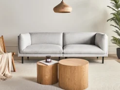 Divano 3 posti VORGOD Tessuto Grigio chiaro