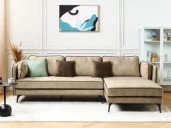 Divano angolare 3 posti ALTAN Velluto Beige Lato Sinistro