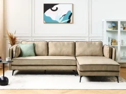 Divano angolare 3 posti ALTAN Velluto Beige Lato Sinistro