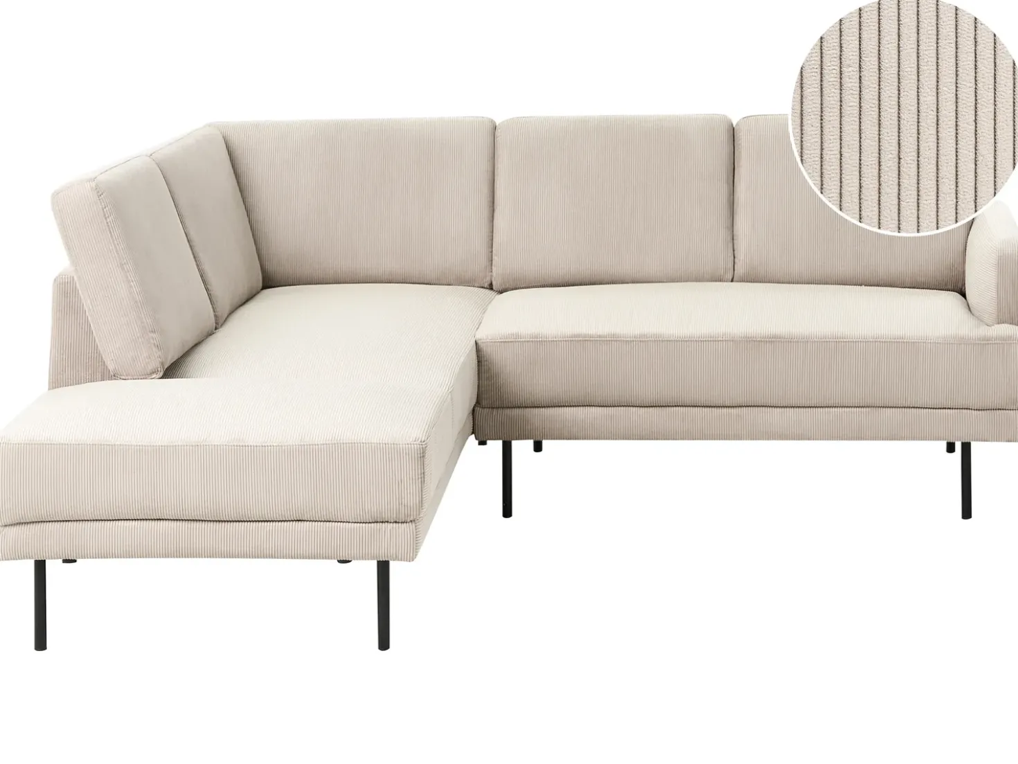 Divano angolare 4 posti BREDA Velluto a coste Beige Lato destro