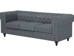 Divano angolare 6 posti CHESTERFIELD Tessuto Grigio Lato Sinistro