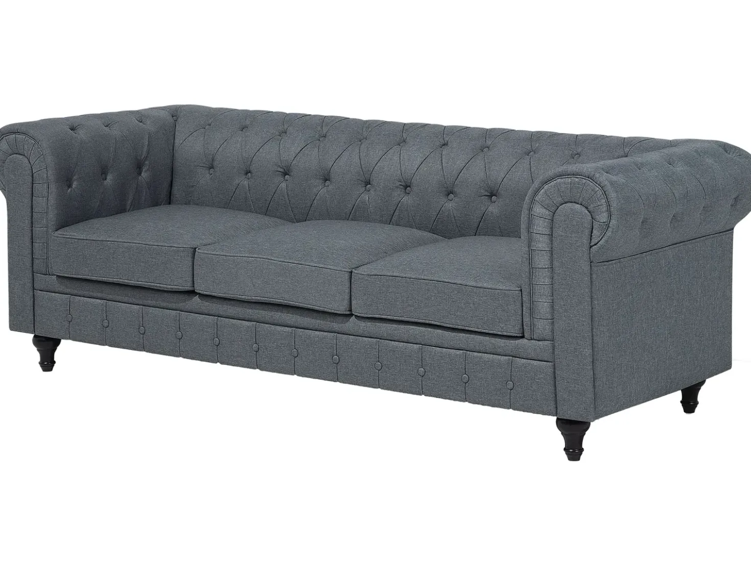 Divano angolare 6 posti CHESTERFIELD Tessuto Grigio Lato Sinistro