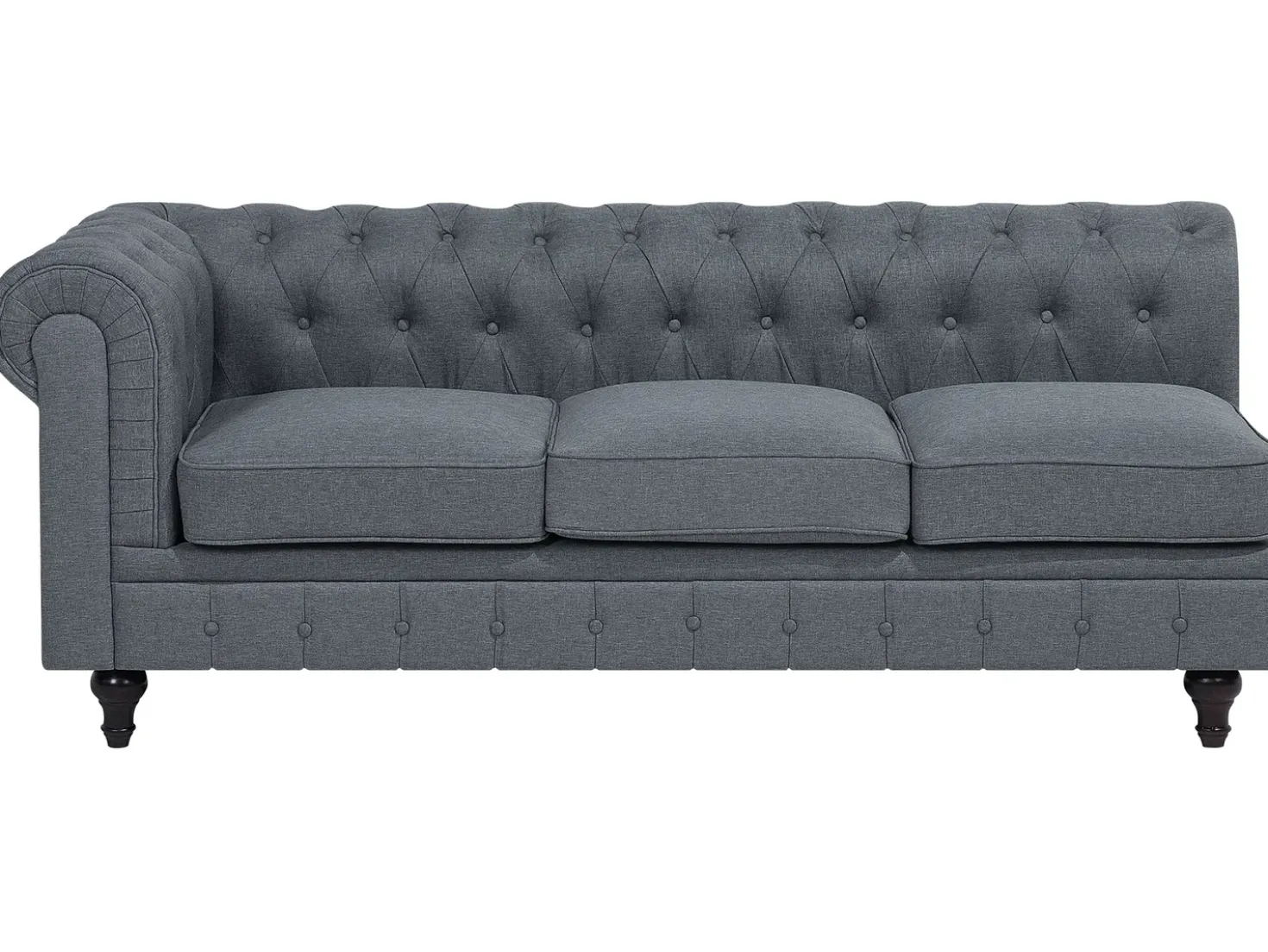 Divano angolare 6 posti CHESTERFIELD Tessuto Grigio Lato Sinistro