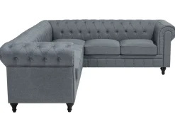 Divano angolare 6 posti CHESTERFIELD Tessuto Grigio Lato Sinistro
