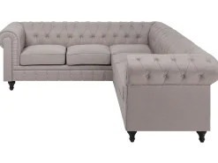 Divano angolare 6 posti CHESTERFIELD Tessuto Beige Lato destro