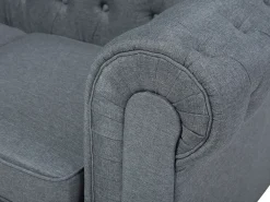 Divano angolare 6 posti CHESTERFIELD Tessuto Grigio Lato destro