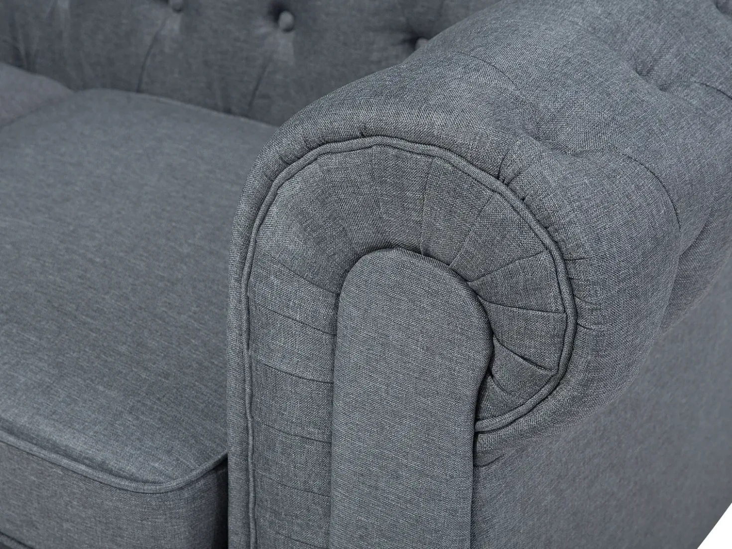 Divano angolare 6 posti CHESTERFIELD Tessuto Grigio Lato destro