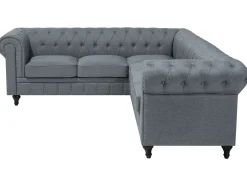 Divano angolare 6 posti CHESTERFIELD Tessuto Grigio Lato destro