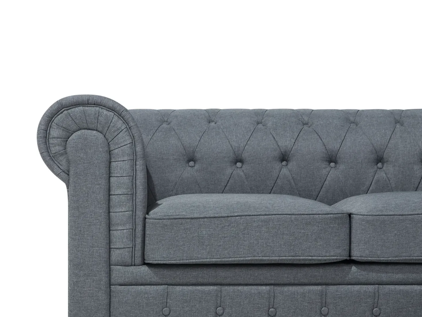 Divano angolare 6 posti CHESTERFIELD Tessuto Grigio Lato destro