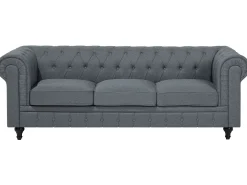 Divano angolare 6 posti CHESTERFIELD Tessuto Grigio Lato destro
