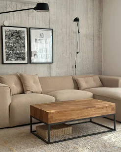 Divano angolare 3 posti DOLVA Velluto a coste Beige Lato Sinistro