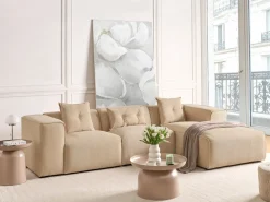 Divano angolare 3 posti DOLVA Velluto a coste Beige Lato Sinistro
