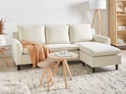 Divano angolare 3 posti ELVENES Tessuto Beige chiaro Lato Sinistro