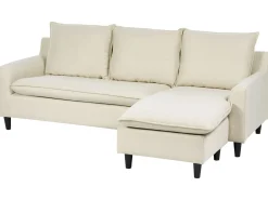 Divano angolare 3 posti ELVENES Tessuto Beige chiaro Lato Sinistro