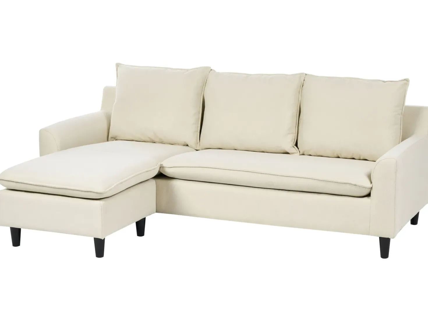 Divano angolare 3 posti ELVENES Tessuto Beige chiaro Lato destro
