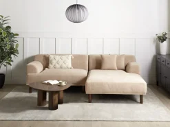 Divano angolare 3 posti HOLT Tessuto Beige Lato Sinistro