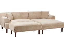 Divano angolare 3 posti HOLT Tessuto Beige con ottomana Lato Sinistro