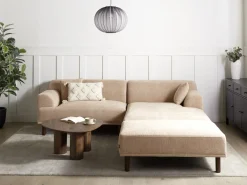 Divano angolare 3 posti HOLT Tessuto Beige con ottomana Lato Sinistro