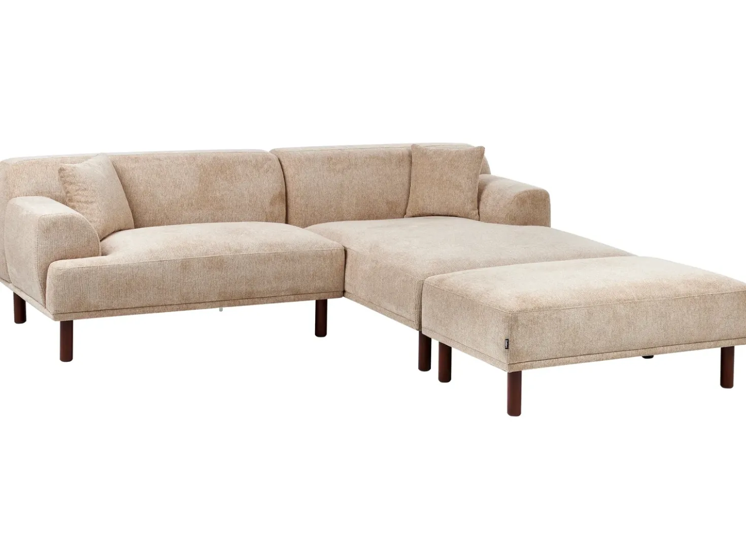 Divano angolare 3 posti HOLT Tessuto Beige con ottomana Lato Sinistro