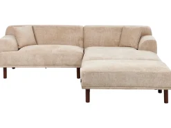 Divano angolare 3 posti HOLT Tessuto Beige con ottomana Lato Sinistro