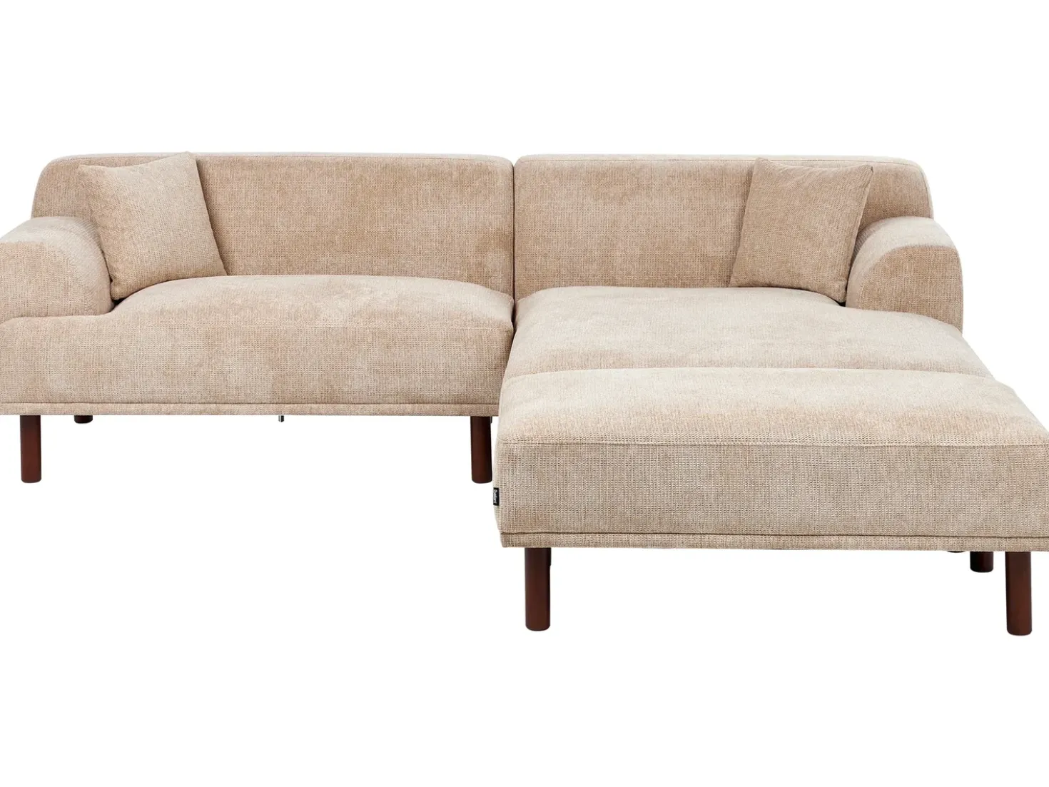 Divano angolare 3 posti HOLT Tessuto Beige con ottomana Lato Sinistro