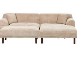 Divano angolare 3 posti HOLT Tessuto Beige con ottomana Lato Sinistro