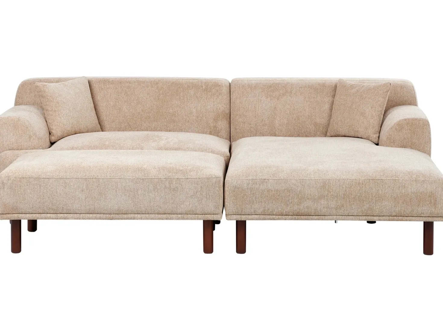 Divano angolare 3 posti HOLT Tessuto Beige con ottomana Lato Sinistro