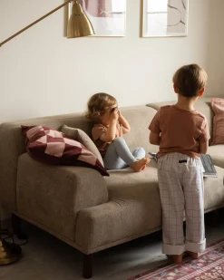 Divano angolare 3 posti HOLT Tessuto Tortora Lato Sinistro