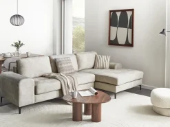Divano angolare 4 posti KIRUNA Velluto Beige chiaro Lato Sinistro