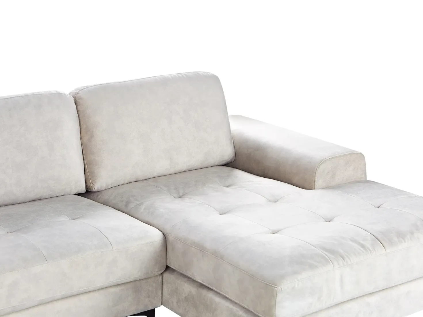 Divano angolare 4 posti KIRUNA Velluto Beige chiaro Lato Sinistro