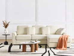 Divano angolare 4 posti KOHLO Tessuto Beige chiaro Lato Sinistro