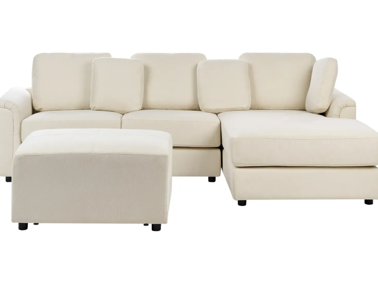 Divano angolare 4 posti KOHLO Tessuto Beige chiaro con ottomana Lato Sinistro