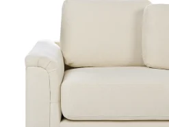 Divano angolare 4 posti KOHLO Tessuto Beige chiaro con ottomana Lato Sinistro