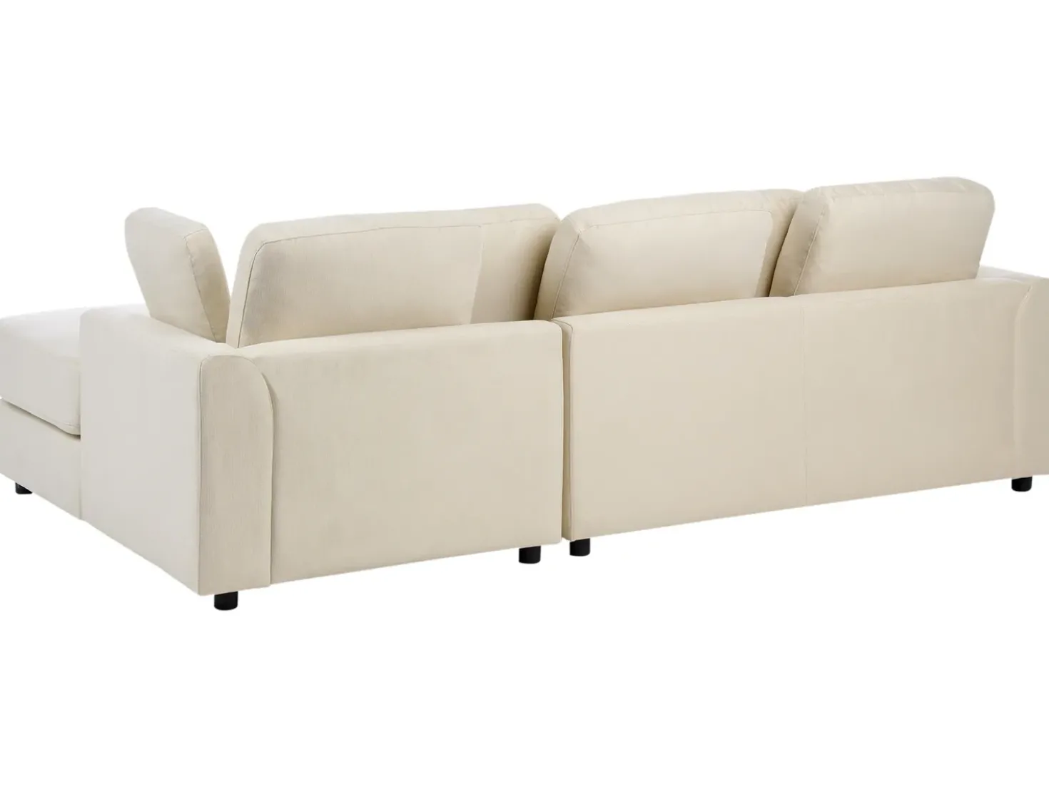 Divano angolare 4 posti KOHLO Tessuto Beige chiaro con ottomana Lato Sinistro