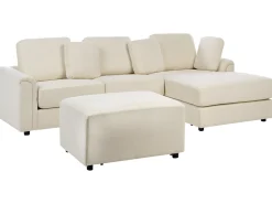 Divano angolare 4 posti KOHLO Tessuto Beige chiaro con ottomana Lato Sinistro