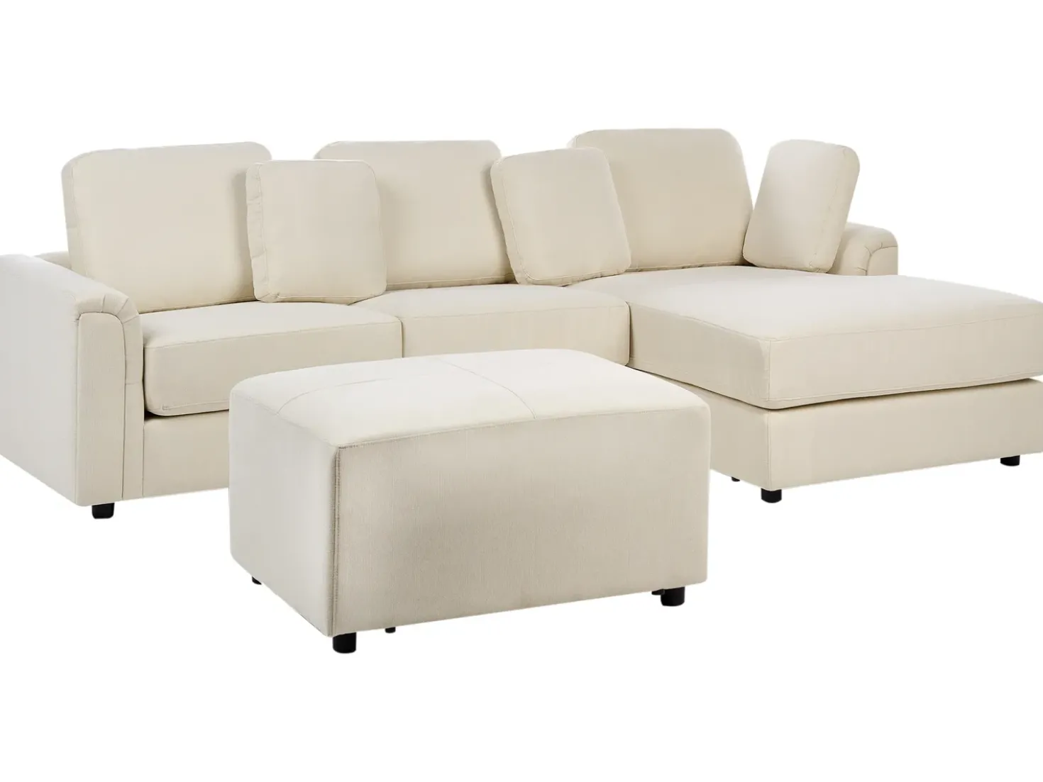Divano angolare 4 posti KOHLO Tessuto Beige chiaro con ottomana Lato Sinistro