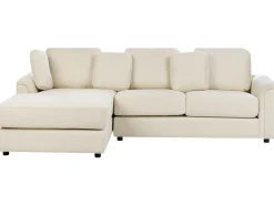 Divano angolare 4 posti KOHLO Tessuto Beige chiaro con ottomana Lato destro