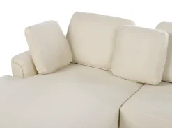 Divano angolare 4 posti KOHLO Tessuto Beige chiaro con ottomana Lato destro
