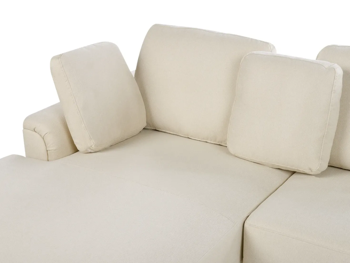 Divano angolare 4 posti KOHLO Tessuto Beige chiaro con ottomana Lato destro