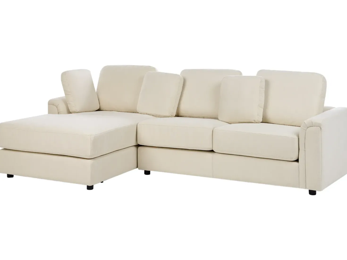 Divano angolare 4 posti KOHLO Tessuto Beige chiaro con ottomana Lato destro