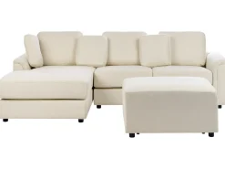 Divano angolare 4 posti KOHLO Tessuto Beige chiaro con ottomana Lato destro