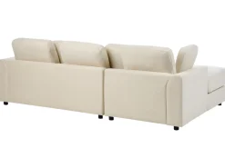 Divano angolare 4 posti KOHLO Tessuto Beige chiaro con ottomana Lato destro