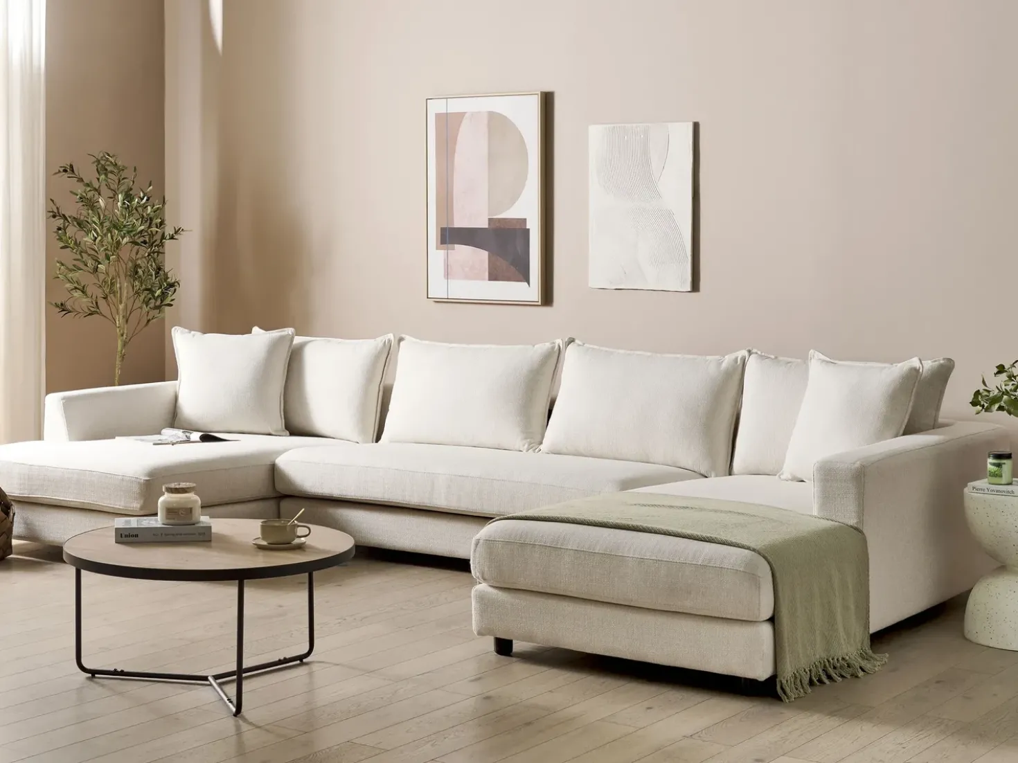 Divano angolare 5 posti LILVIKEN Tessuto Beige chiaro